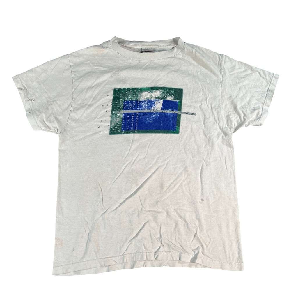 Vintage Nike Graphic T-Shirt Mens Small White Know Vision No Limitation 90s Y2K